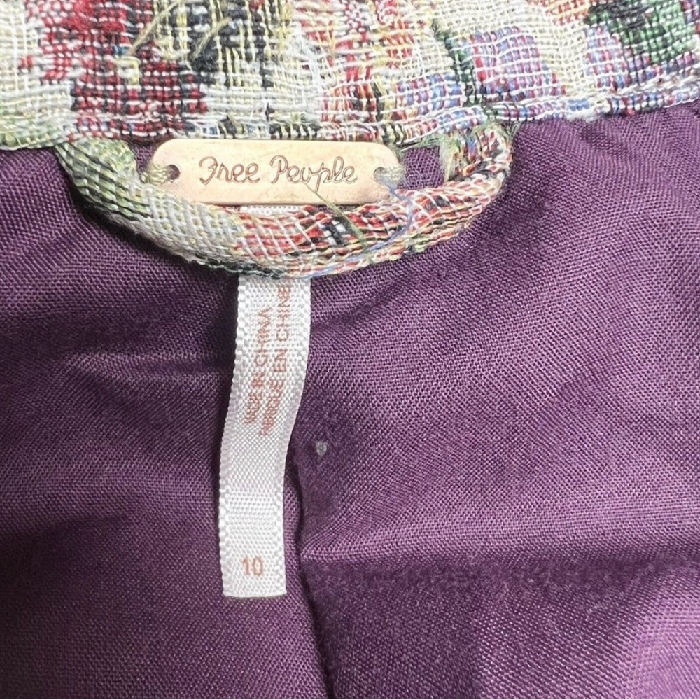 Free People Floral Tapestry Moto Jacket Size 10 - Multicolor/Cream/Pink/Tan - Picture 2 of 12